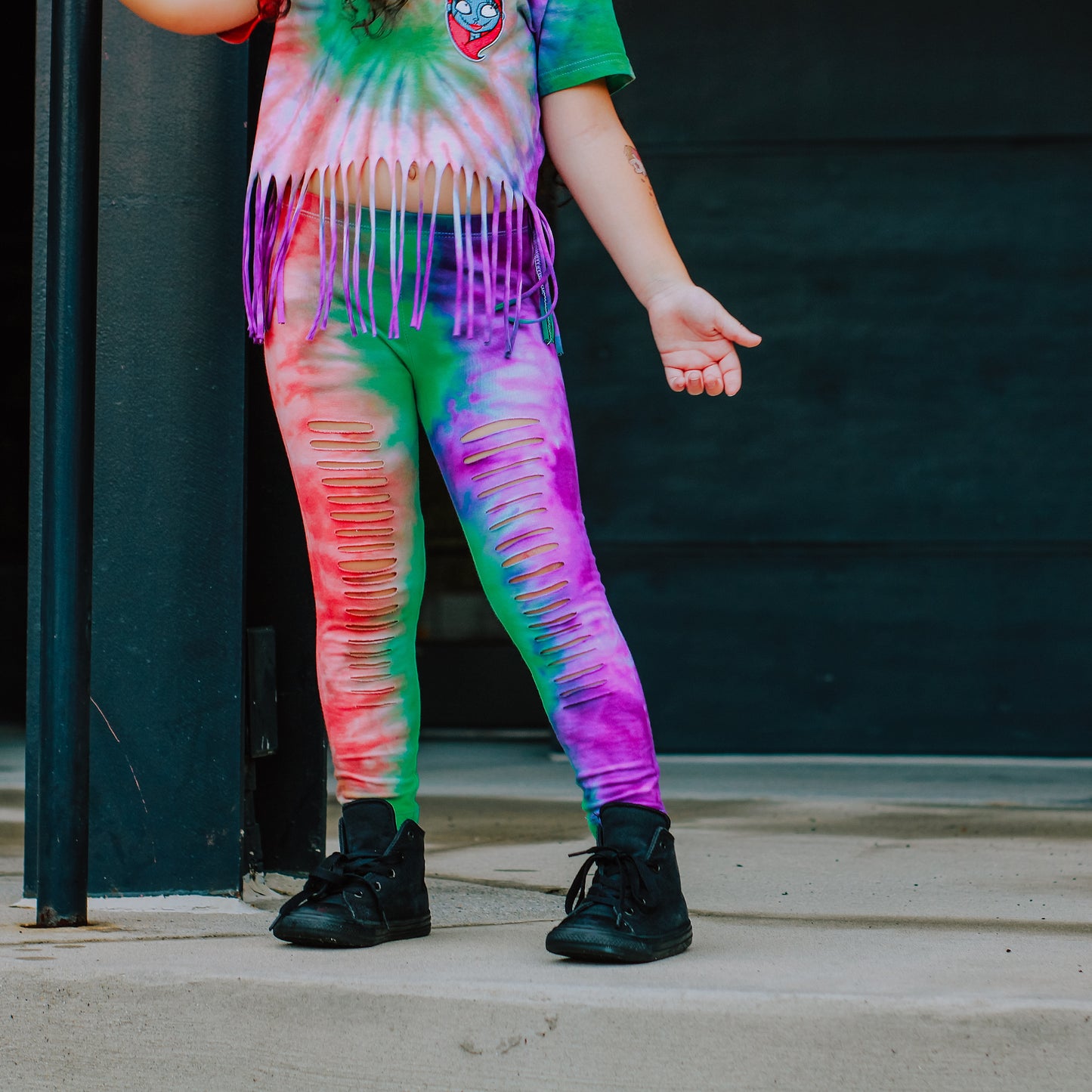 Orange, Green and Purple Tie Dye Leggings