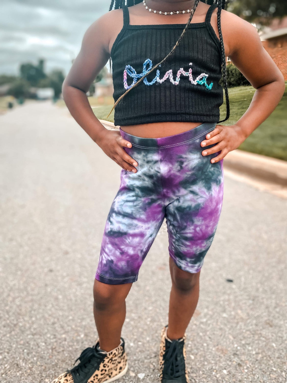 Purple and Black Bike Shorts