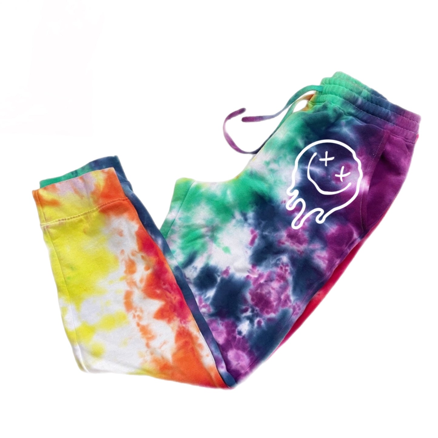Melting Face Rainbow Adult Hand Dyed Joggers