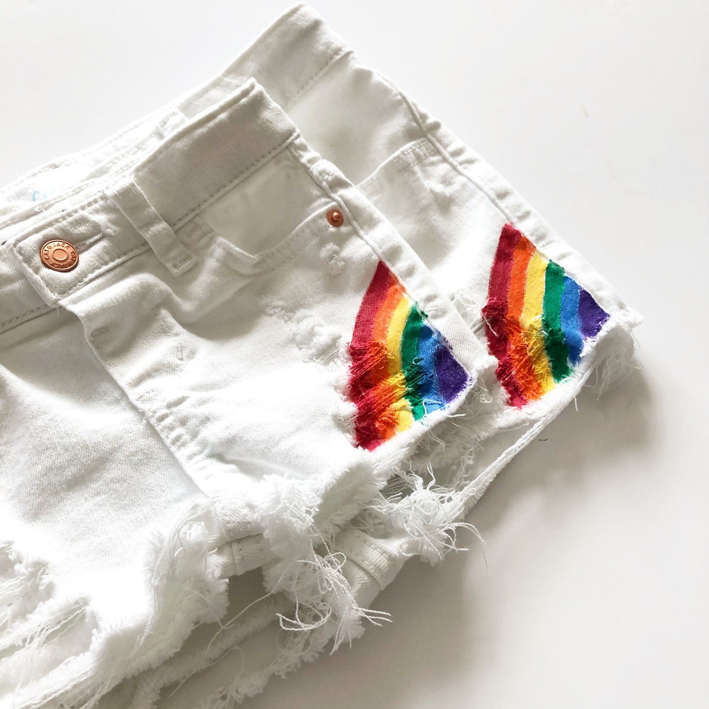 White Painted Rainbow Shorties