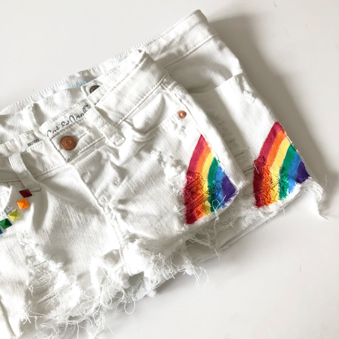 White Painted Rainbow Shorties