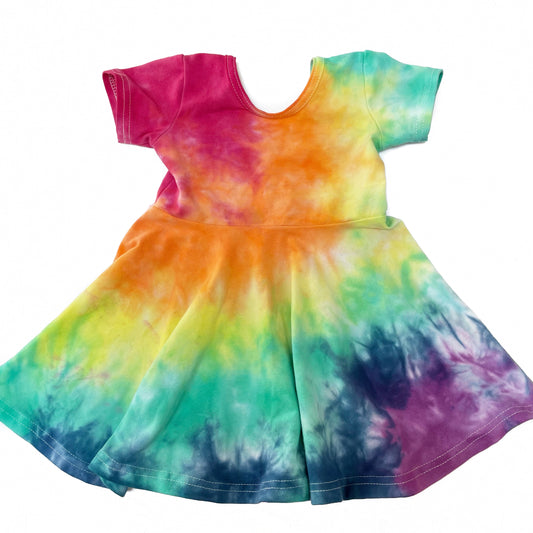 Rainbow Hand Dyed Twirl Dress