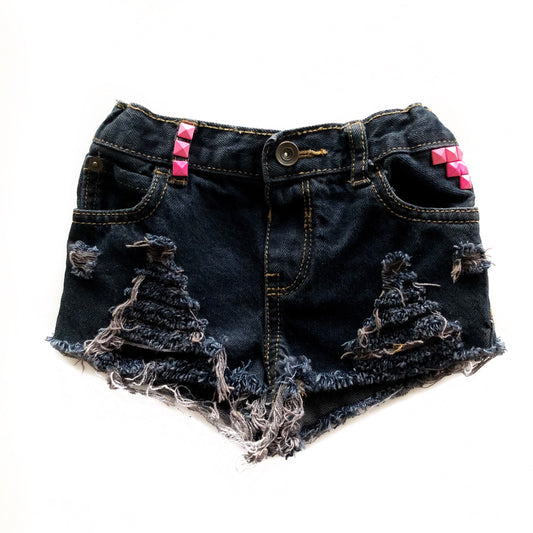 Midnight Black Distressed and Dyed Shorties