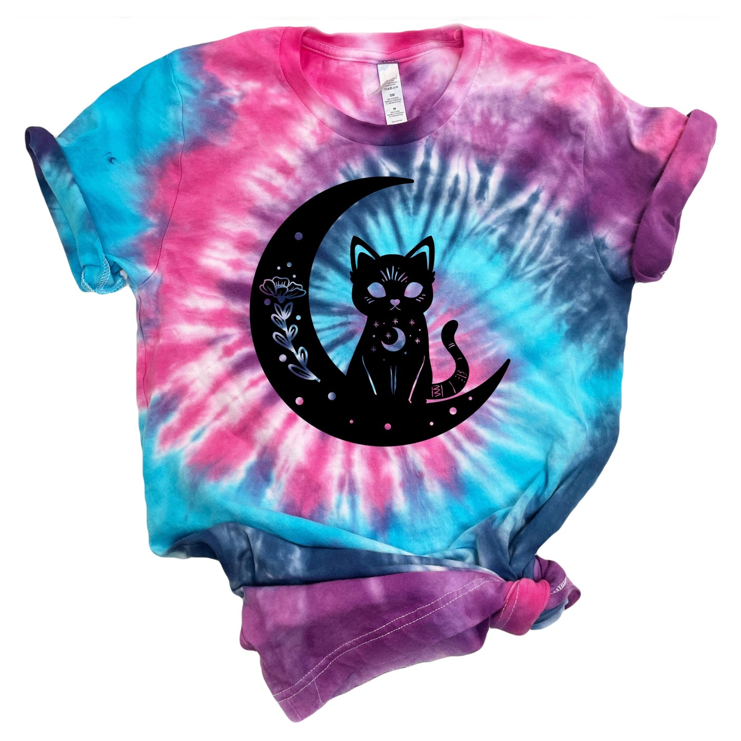 Celestial Moon Kitty Tie Dye T-Shirt