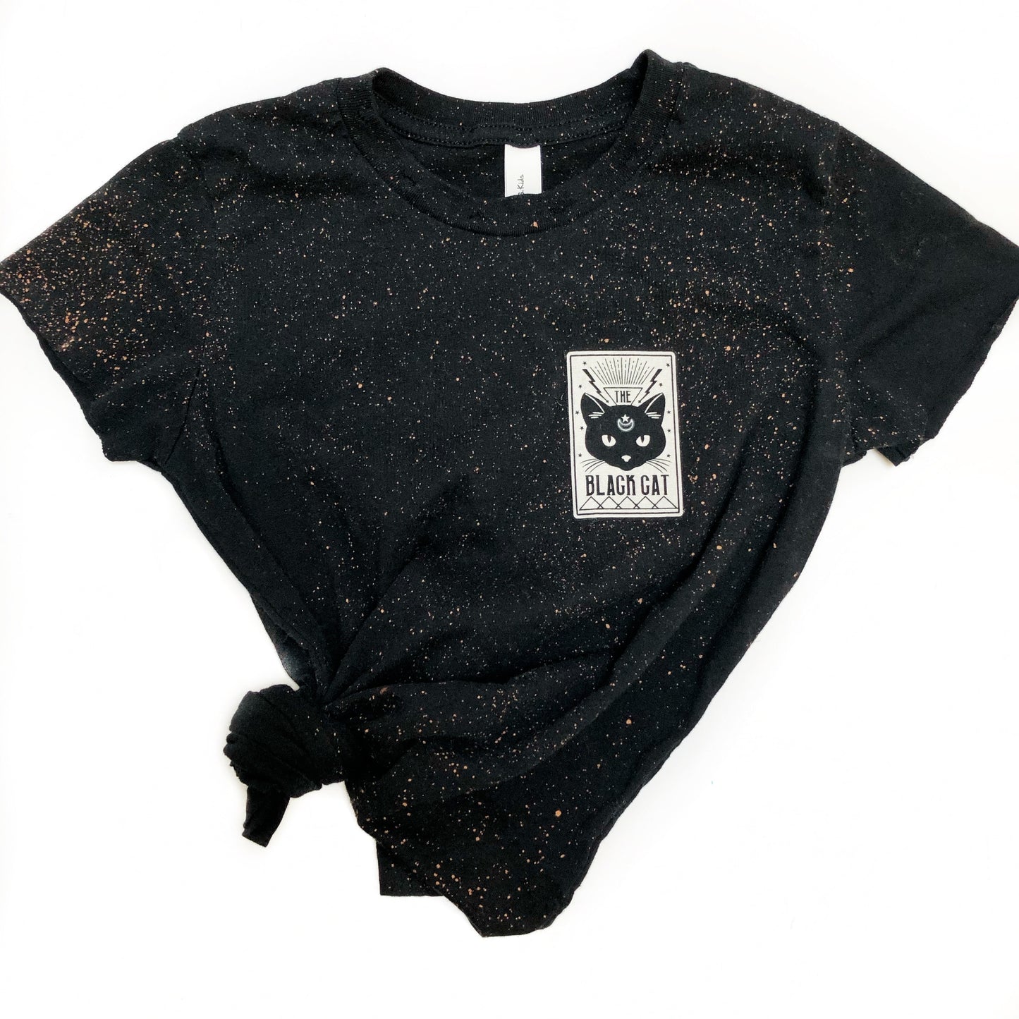 Black Cat Tarot Card Patch T-Shirt