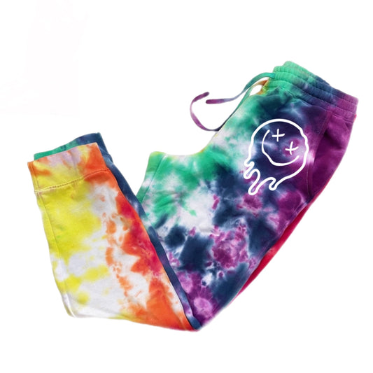 Melting Face Rainbow Adult Hand Dyed Joggers