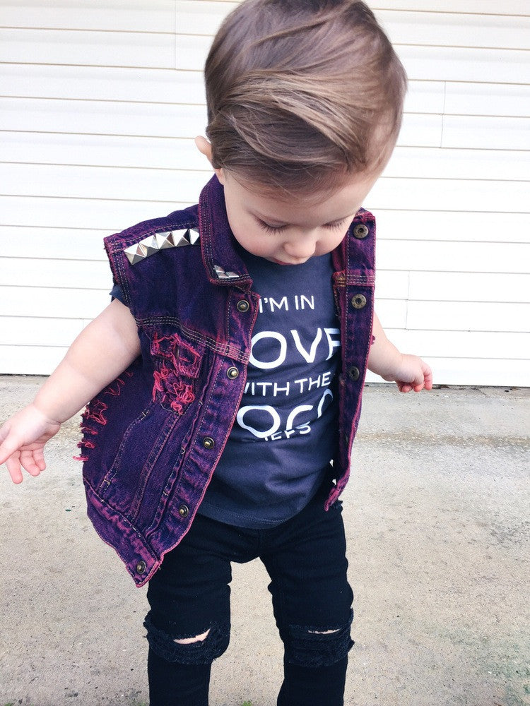 Distressed, Dyed, and Studded Denim Vest