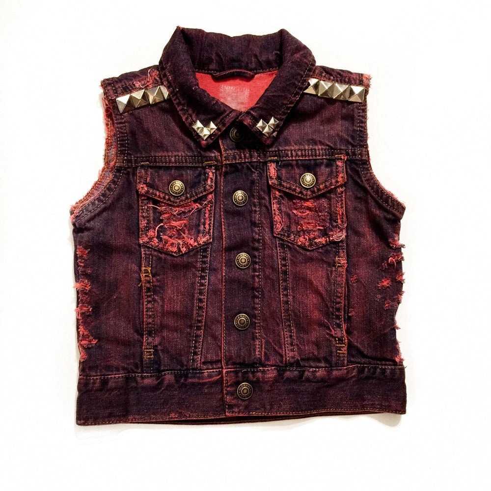 Distressed, Dyed, and Studded Denim Vest
